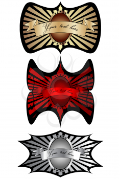 Royalty Free Clipart Image of Three Badges With Space for Text