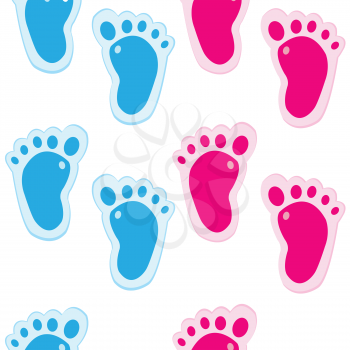 Baby foot steps background, seamless pattern