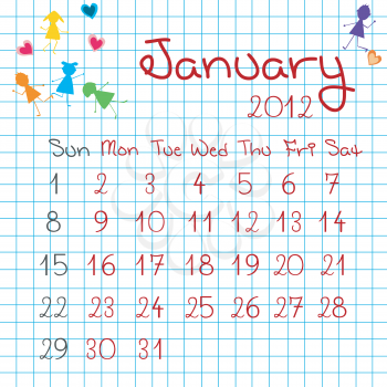 Calendar for January 2012