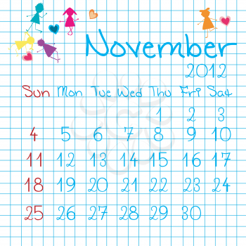 Calendar for November 2012