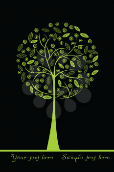 Green stylized tree with place for your text