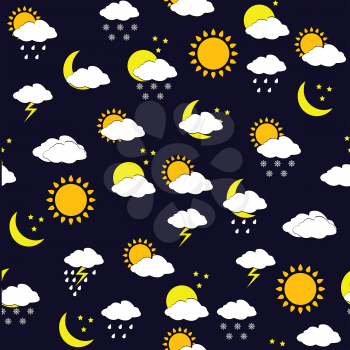 Background with weather forecast icnons, seamless pattern