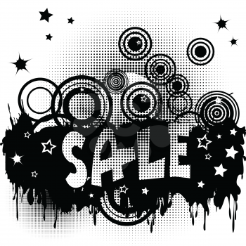 Grunge sale advertisement with circles and spots