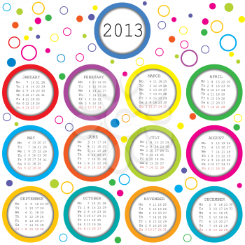 2013 calendar with circles for kids