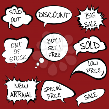 Speech bubbles set with sale messages