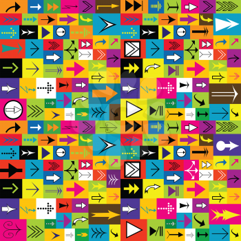 Colorful background with different kinds of arrows
