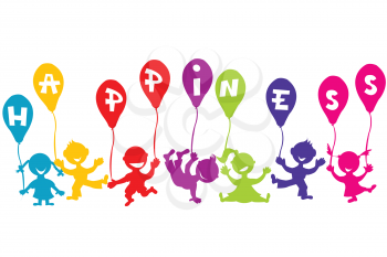 Happiness childhood concept with children and balloons