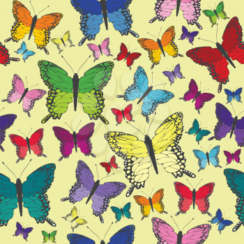 Colorful butterflies seamless background