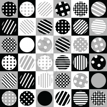 Geometric background with dotted and striped circles