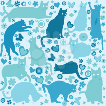 Kids background with blue cats