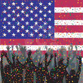 People silhouettes celebrating USA day