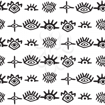 Stylized hand-drawn eyes seamless pattern