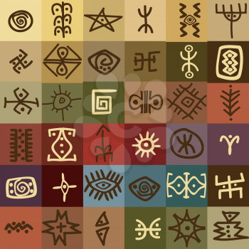 Tribal ethnic symbols colorful background