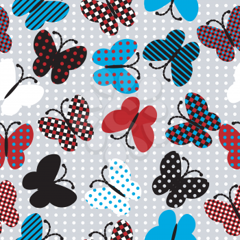 Seamless background with patterned butterflies