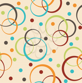 Retro seamless background with circle and dots