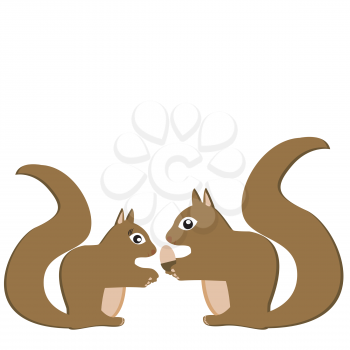 Greeting card with cartoon squirrels
