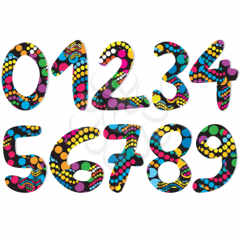 Colorful decorative numbers in dotted pattern