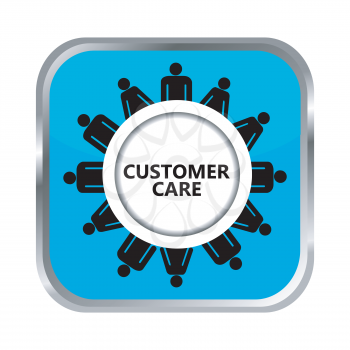 Customer care button on white background