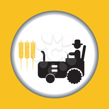 Farm icon with man driving tractor 
