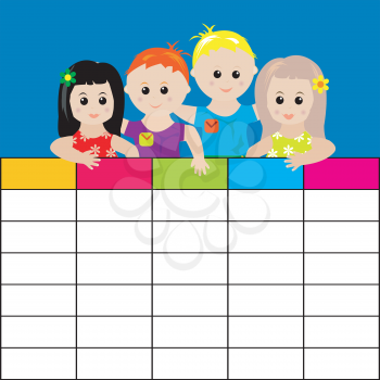 School timetable with kids