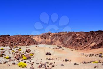 Rocky volcanic landscape of the caldera of Teide National Park Tenerife Spain