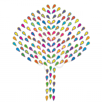 Abstract colorful tree made of stylized leaves