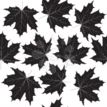 Seamless pattern with black leaves