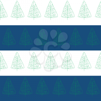 Seamless pattern with doodle Christmas trees for wrapping paper