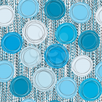 Sewed blue round shapes seamless background