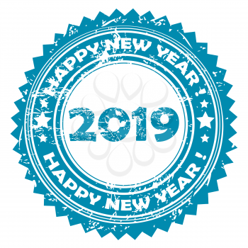 2019 Happy New Year blue rubber stamp