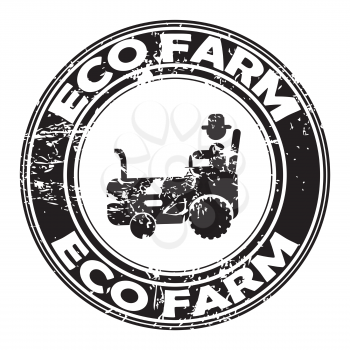 ECO FARM rubber stamp with tractor icon