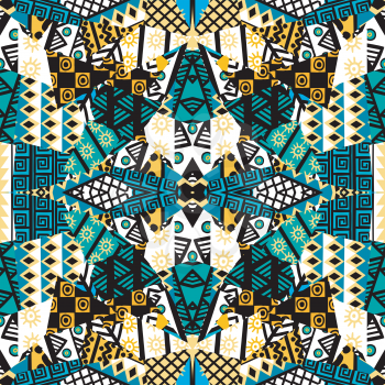Patchwork mosaic with african ethnic motifs