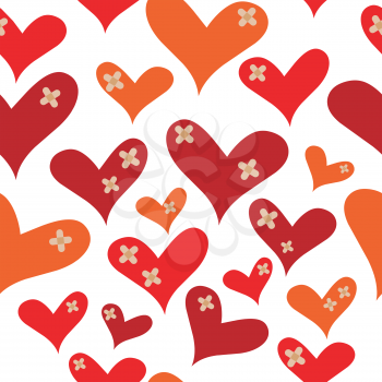 Hearts with medical plasters abstract seamless background