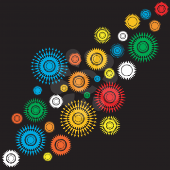 Abstract black background with colorful round shapes