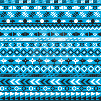 Ethnic motifs on blue background