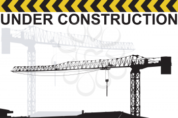 Under construction background with crane silhouette