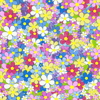 Floral colorful seamless background with cartoon flowers
