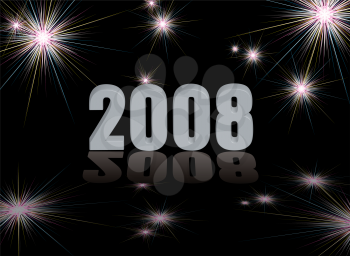 Royalty Free Clipart Image of Fireworks With 2008