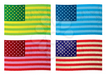 Royalty Free Clipart Image of a Set of Grunge Flags