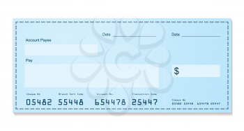 Royalty Free Clipart Image of a Blue Cheque