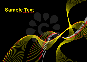 Royalty Free Clipart Image of a Black Background With Flowing Ribbons and Space for Text