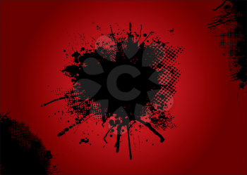 Royalty Free Clipart Image of a Red and Inkblot Background