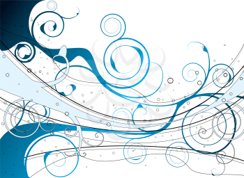 Royalty Free Clipart Image of a Blue Flourish