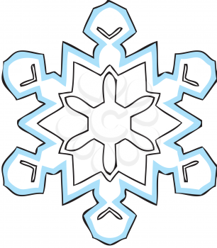 Royalty Free Clipart Image of a Snowflake Edged in Blue