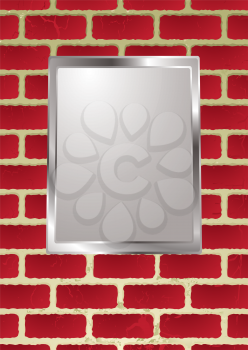 Royalty Free Clipart Image of a Silver Frame on a Brick Wall
