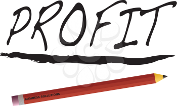 Royalty Free Clipart Image of the Word Profit and a Pencil