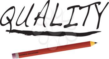 Royalty Free Clipart Image of the Word Quality and a Pencil
