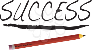 Royalty Free Clipart Image of the Word Success and a Pencil