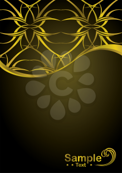 Royalty Free Clipart Image of a Black Background With a Gold Ornamental Top