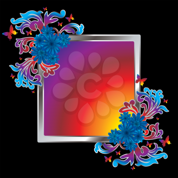 Royalty Free Clipart Image of a Picture Frame With Floral Corners